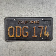 Vintage 1963 California License Plate # QDG 174 DMV Clear picture