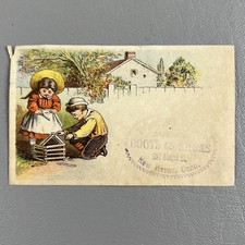 Victorian Trade Card Children Playing Boots & Shoes New Haven Conn 2.5x4