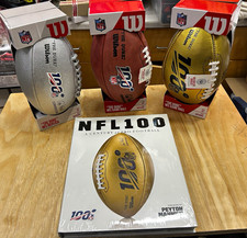 NFL100: A Century of Pro Football Book, Gold & Brown Game Balls, Silver Replica picture