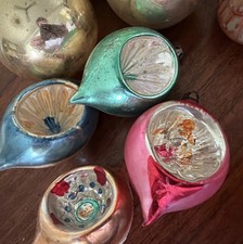 Vintage Antique Christmas Ornaments Indents Balls Czech W German Poland Lot of 9 picture