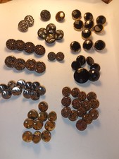65+ Vintage Jet Black Ornate Glass Buttons~All Glass ~No Chips~See  photos. picture