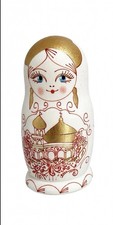 Russian Matryoshka 5 Pcs White Gold Church picture