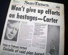 IRAN HOSTAGES CRISIS Operation Eagle Claw Helicopters Disaster 1980 Newspaper picture