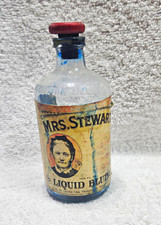 Rare Vintage 1930s Mrs. Stewart's Liquid Bluing Bottle – Original Wood Cork Top picture