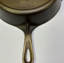 Antique Griswold No. 8 Cast Iron Skillet Large Block Logo 704B Nickel Plated picture