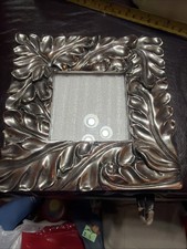 Silver Tone Metal Ornate Leaf Picture Frame 6 1/2 x 6 1/2 inches 3 X3 Picture picture