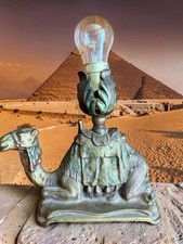 Antique 1920s–1930s Cast Iron Camel Lamp Art Deco Egyptian Revival 🐪 🌴 picture
