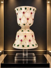 Islamic Mughal Hard Stone Spitton  Studded  With Semi Precious Stones  picture