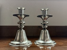 D.A. Støpt Tinn Norway T274 INV 1938 Pewter Candle Holders Pair picture