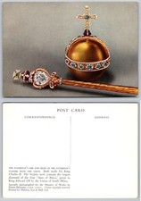British Crown Jewels Orb Sceptre Postcard Mardon Son & Hall UK Royal picture