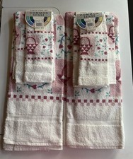2 sets of NOS Vintage Tastemaker by Stevens 90s Basket and Heart Towel Sets picture