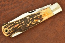 VINATGE AURUM USA HARLEY DAVIDSON AWESOME STAG HUGE BULLET TRAPPER KNIFE (36383) picture