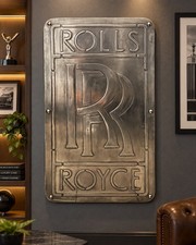 Vintage Rolls-Royce Inspired Metal Wall Art 28x48 – Cast Aluminum Relief  picture