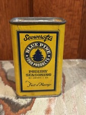 Vintage Scowcroft’s Blue Pine Poultry Seasoning Tin Ogden Utah picture