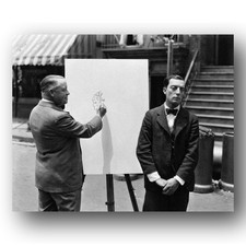 Buster Keaton, George McManus Photo 8x10 The Cameraman Set Candid Portrait picture