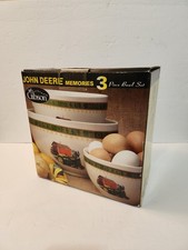 New Vintage 2004 Set Of 3 Ceramic John Deere Memories Gibson Serving Mix Bowls picture