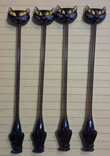 shag style Atomic black Cat swizzle stick lot of 4  by Accoutrements 2003 picture