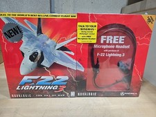 Vintage F-22 Lightning 3 PC Game W/ Microphone Headset Sealed New Novalogic 90s picture