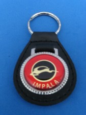 CHEVROLET IMPALA CAR LOGO BLACK LEATHER KEYRING KEYFOB #249 picture