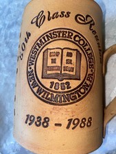 Rare WESTMINSTER COLLEGE 50th Class Reunion 1988 SIGNED POTTERY 13oz MUG Cup 4½