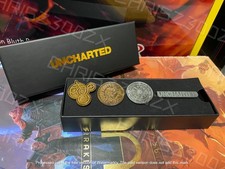 Uncharted Lapel Enamel Pin Badge Figure Box Set Antique Gold / Silver Plate picture