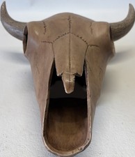Vintage 1989 Sittre Ceramic Products Bison Skull Southwest Decor Matte Brown picture