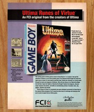 Ultima Runes of Virtue FCI Gameboy - Video Game Print Ads Poster Promo Art 1992 picture