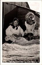RPPC Eskimo Mother & Child Far North Johnston Real Photo Postcard c1930s picture