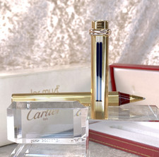 Vintage Cartier Ballpoint Pen Vendome Trinity 18k Gold Finish Godron Black Clip picture