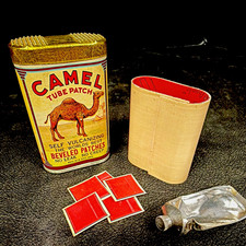 Camel Vintage Tube Patch Tin Kit w/ Patches, Rubber Strip & Cement Tube picture