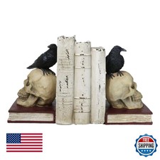 Ebros Edgar Allan Poe Raven Crow Skull Bookends Pair 7.5