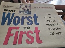 Atlanta Journal Constitution Atlanta Braves 1991 Worst to First Newspaper picture