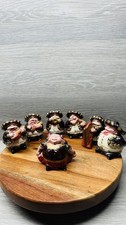 Vintage Mexican Pottery Mariachi Band Figurine Set 7 Piece Purple As-Is Chipped picture