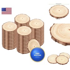 TAICHEUT 100PCS 3.5-4 Inch Natural Wood Slices, Unfinished Wood Slices 0.4 Inch picture