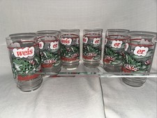 Budweiser 1995 vintage Glasses Set /6 16oz Frogs 6 In. Tall picture