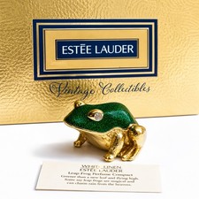 Estee Lauder 2000 White Linen Leap Frog Solid Perfume Compact Enamel Crystal MIB picture