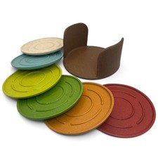 Vintage Y2K Kamenstein Rainbow Coasters Set of 6 Holder Retro Barware Mod Gift picture
