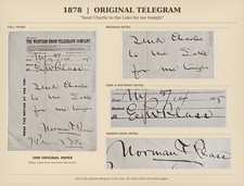 1878 Antique Telegram Send Charlie to the Lake Tonight Original Handwritten picture