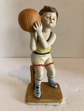 Vintage Ceramic Basketball Boy Shooting Playing Sport Figure 6 in Hand Painted picture