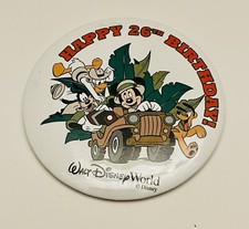 1998 Walt Disney World Happy 26th Anniversary Safari Mickey & Friends Button Pin picture
