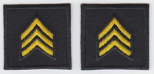 SGT Sergeant Chevron MEDIUM GOLD on BLACK collar patches SOLID STYLE picture