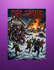 The Thing Reimagined ACEO Print | Antarctic Horror Folk Art | Sci-Fi Card picture