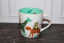 Starbucks 2008 Zoo Animal Mug 8oz Kids Monkey Giraffe Teal Bone China EUC picture