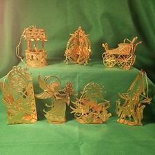 Lot of 7 Danbury Mint Christmas Ornament 23K gold picture