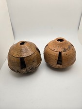 TWO Vintage Hand Carved Brazil Nut Pods -- South American Folk Art picture
