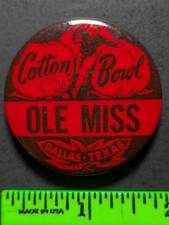 Vintage Ole Miss University Cotton Bowl Pinback Pin picture