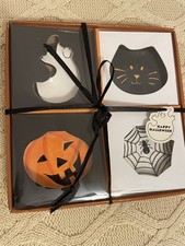 MWW Market Hangable Halloween Ornaments In Orginal Box. Mini plates Lot Of 4. picture