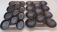 2x (Pair) N. Waterman, Boston, Patent April 5, 1859 Cast Iron Gem Pans.  Nice picture