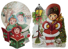 Eureka Christmas Die-Cut Caroling Children Made In USA Vintage 1980s picture