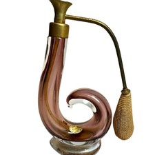 Vintage French Art Glass Perfume Atomizer Sommerso Spiral Complete Bulb Paris picture